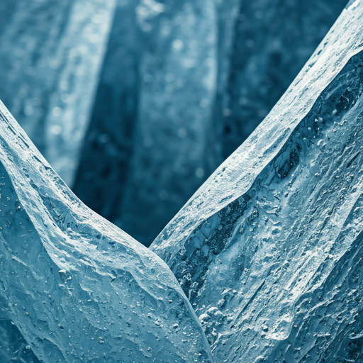Macro 8K photography of crystal clear glacial ice texture