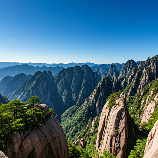 Panoramic view of the granite peaks of Huangshan