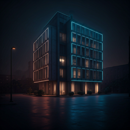 Urban series: Neon-lit brutalist architecture