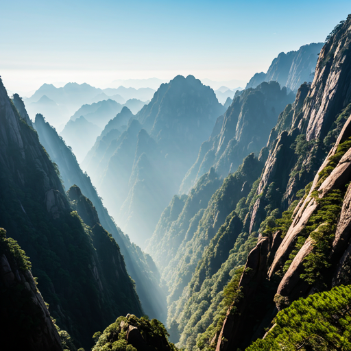 Huangshan peaks in fog
