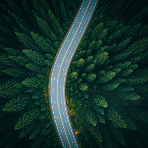 Aerial view of a misty forest