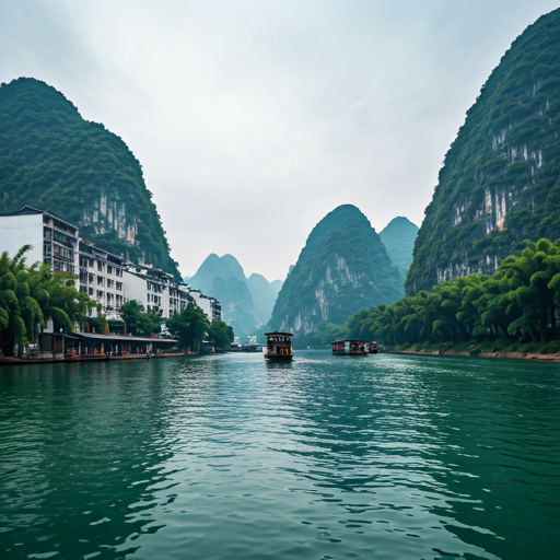 High quality moody Guilin river landscape