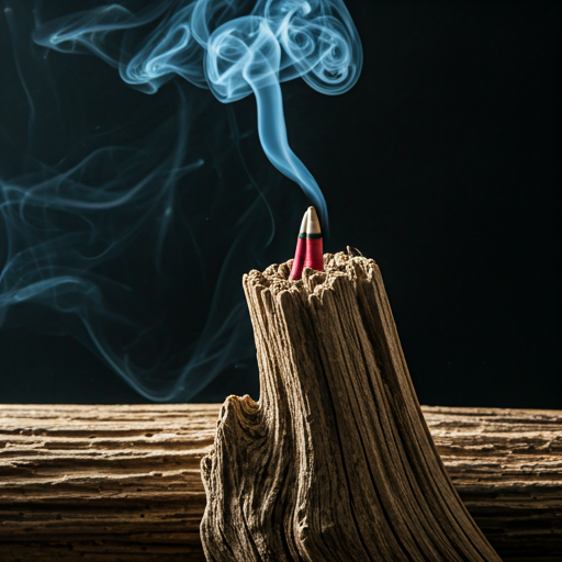 Macro shot of Ancient Wood texture and incense smoke